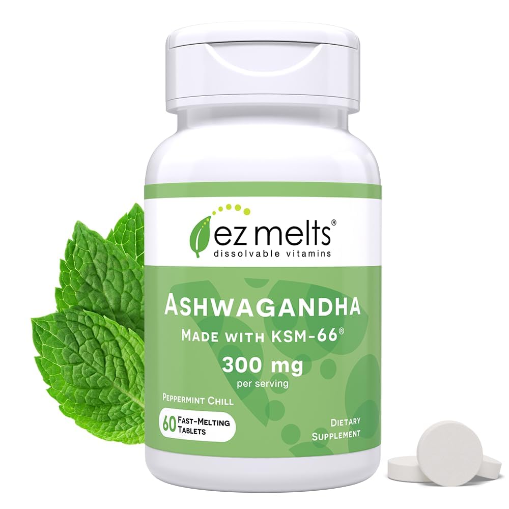 EZの溶解の分解性KSM-66 Ashwagandha、300のmg、砂糖なし、圧力、睡眠および気分サポート補足、30日の供給、Peppermintのチル フラバー - 1のパック