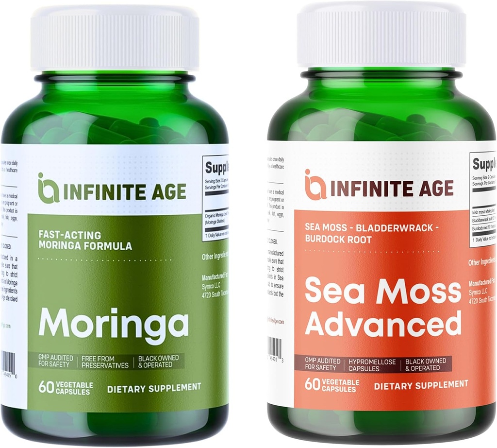 INFINITE AGE Wellness Bundle - 海苔アドバンスト1250mg、Moringaパウダーオーガニックサプリメント1000mg - アメリカ製