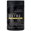 植物ベースのD3の5000iuとスポーツ研究ビタミンD3 K2 & MK-7としてビタミンK2の100mcg, 非GMO検証&ビーガン認定 - 160液体Softgels