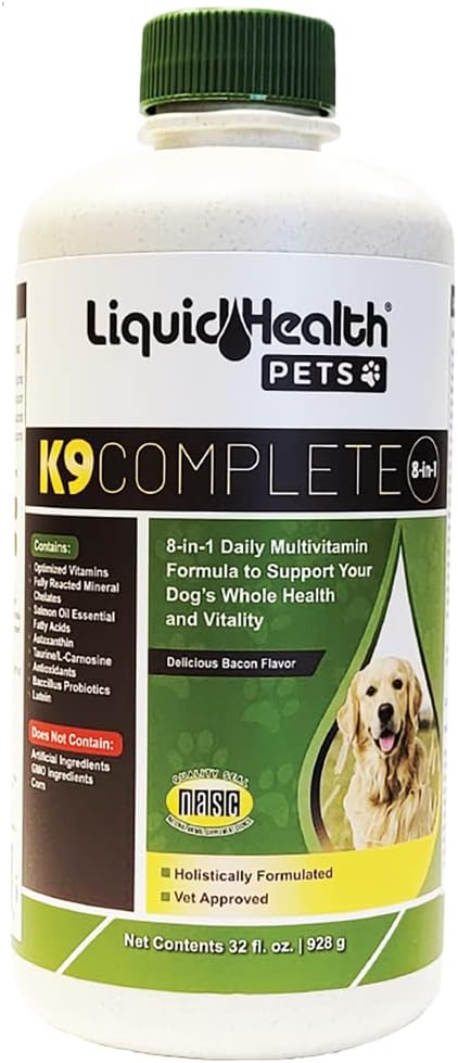 LIQUIDHEALTHのペットK9は大人のシニア ドッグ及び子犬のための8イン-1液体のMultivitaminを、すべて皮及びコート、共同健康、免疫サポートのための1つの完全な方式のcanineのビタミンすべて作りました(32のoz)