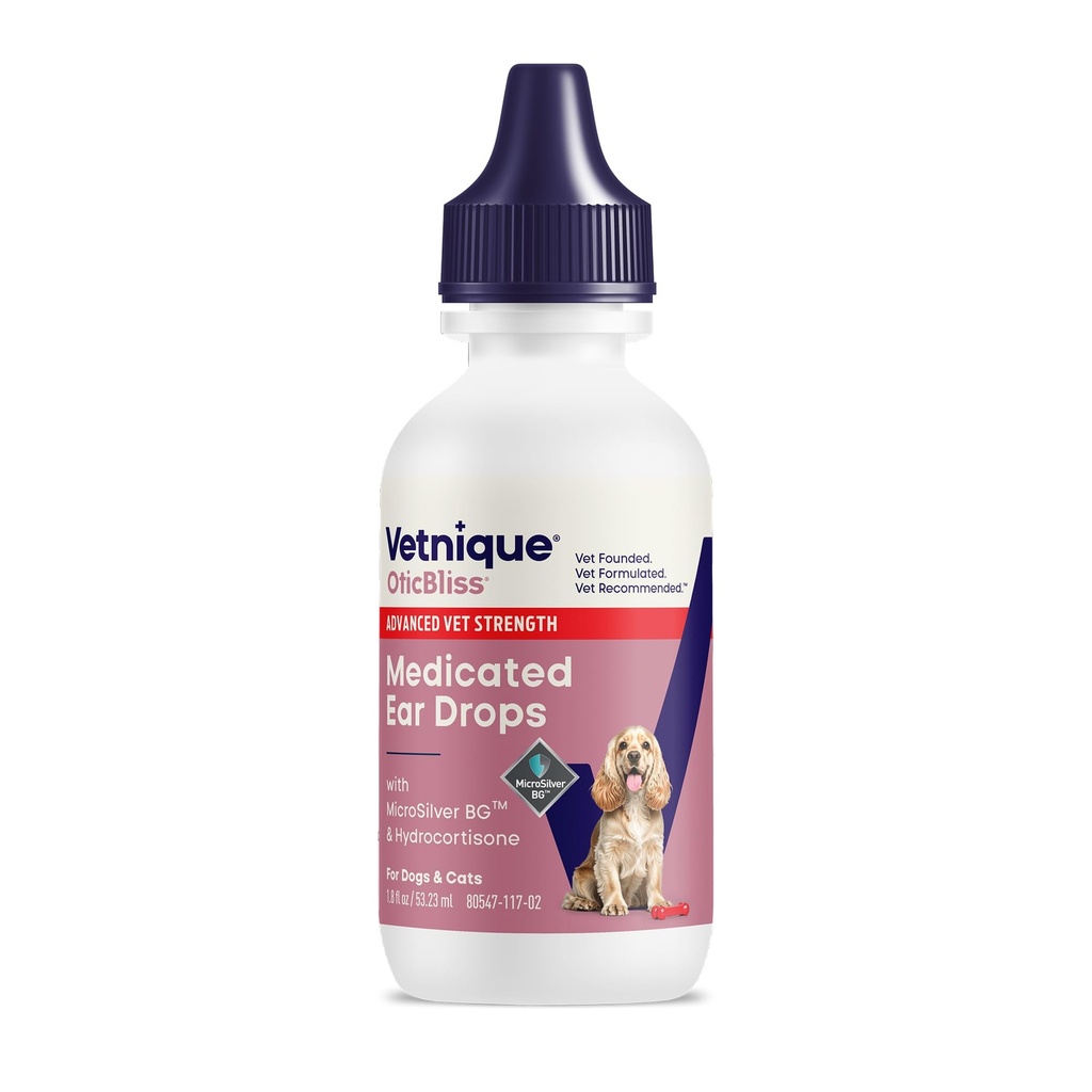 Vetnique Oticblissの猫及び犬の耳の感染症の処置 | 犬の耳のアレルギーの救助の低下、犬、かゆみのためのHydrocortisone、赤みの膨張(耳の感染症の低下)のためのMicroSilverイースト感染の処置