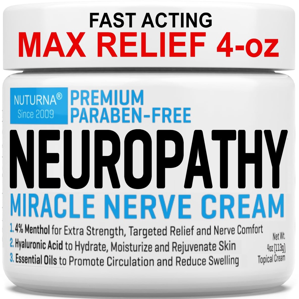 Neuropathy Nerveリリーフクリーム - プレミアムNerveクリーム3XアクションターゲティングリリーフとソーシングNerveコンフォート - 4%メンソールアルニカMSMと最大強度のフィートハンドレッグトース&バック - 大型4オズ