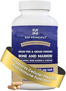Zen Principle Grass Fed Beef Bone Marrow Supplement, 3300mg. Skin, Oral Health, and Joint Support. Promotes Whole-Body Wellness. Whole Bone Extract, 210 Capsules.