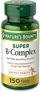 Nature's Bounty、ビタミンCと葉酸のスーパーBコンプレックス - Immune&Energyサポート - 150錠。