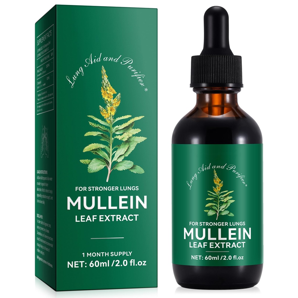 QJCWXIAOX Mullein Drops for Lungs, Mullein Leaf Extract with Chlorophyll,Mullein Leaf Extract for Lung Cleanse and Respiratory Support