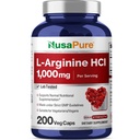 NusaPure L-アルギニン1000 mg 200ベジーカプセル(非GMO、ベジタリアン、ビーガン)