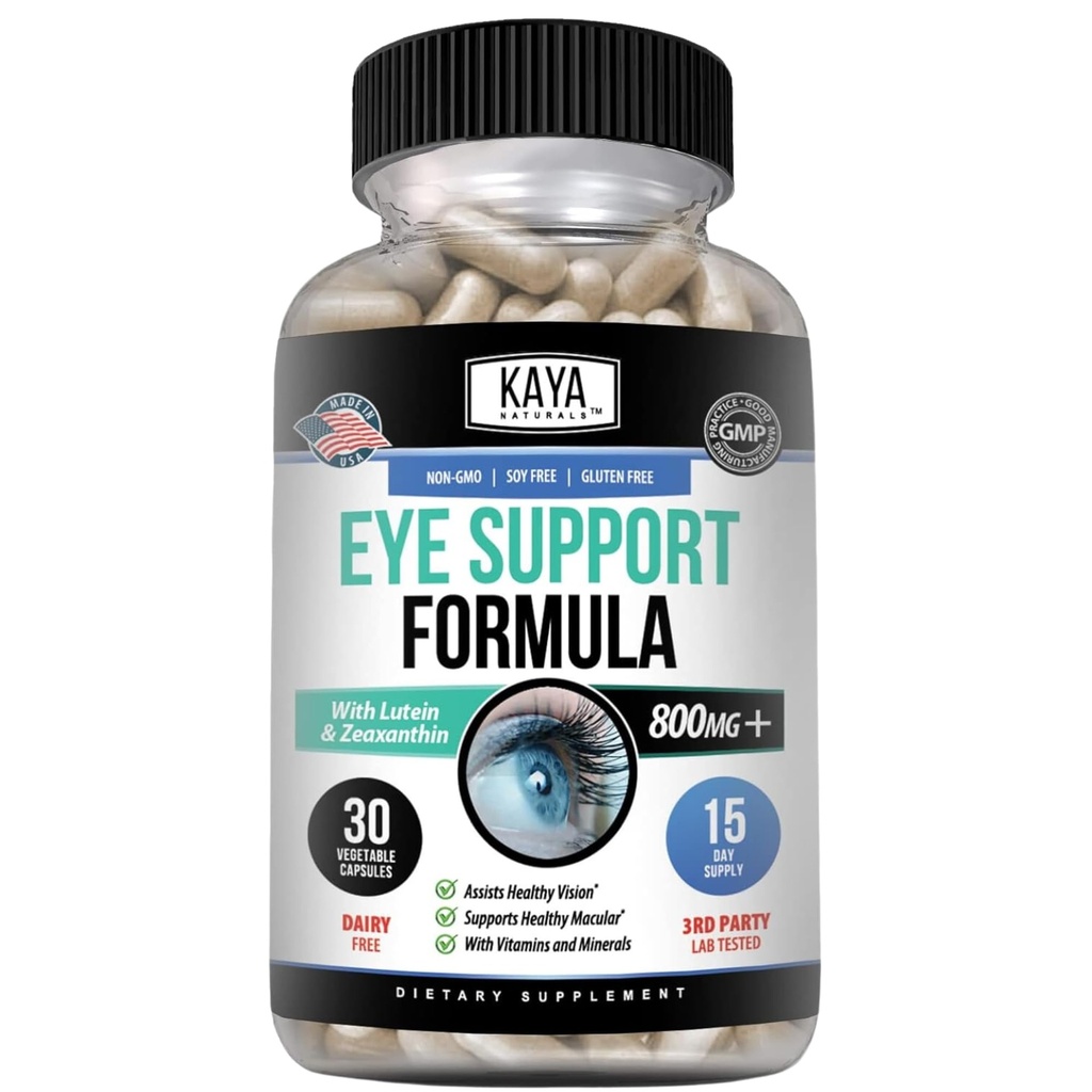 Kaya Naturalsの目の健康の補足、ルテインおよびゼアキサンチン、視野の健康、目の緊張サポート800のmgのビタミンの補足30のカプセル