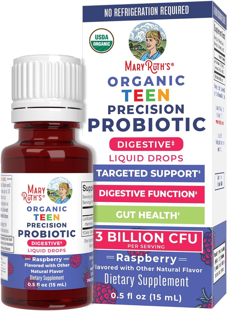 MaryRuth Organic USDA Organic Liquid Probiotic Drops for Teens | Gut Health | 消化器の健康 | 時折消化機能不快感 | 健康とウェルネス | GMO | 完全菜食主義者 | 30 食