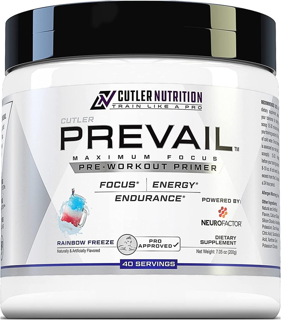 Prevail Pre Workout Powder with Nootropics:男性と女性のためのプレワークアウト、LのCitrulline、アルファGPC、Lチロシン、Neurofactorの切削エッジエネルギーとフォーカスサプリメント  虹凍結、40 SRV