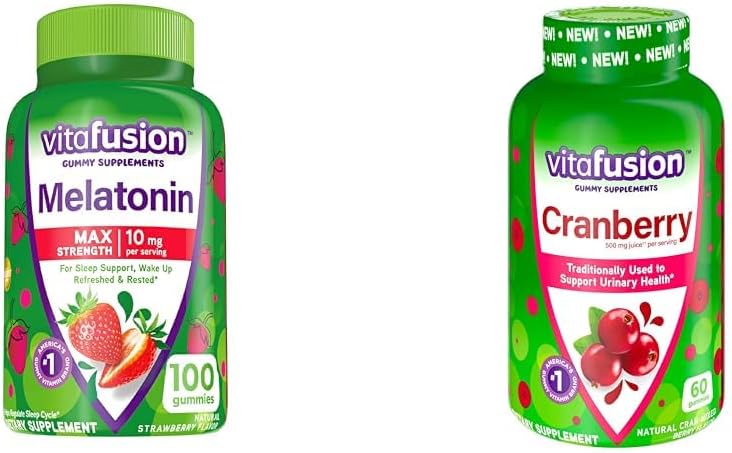 女性のためのVitafusion Melatonin 10mgのグミー50の日の供給およびクランベリーのグミー60の計算