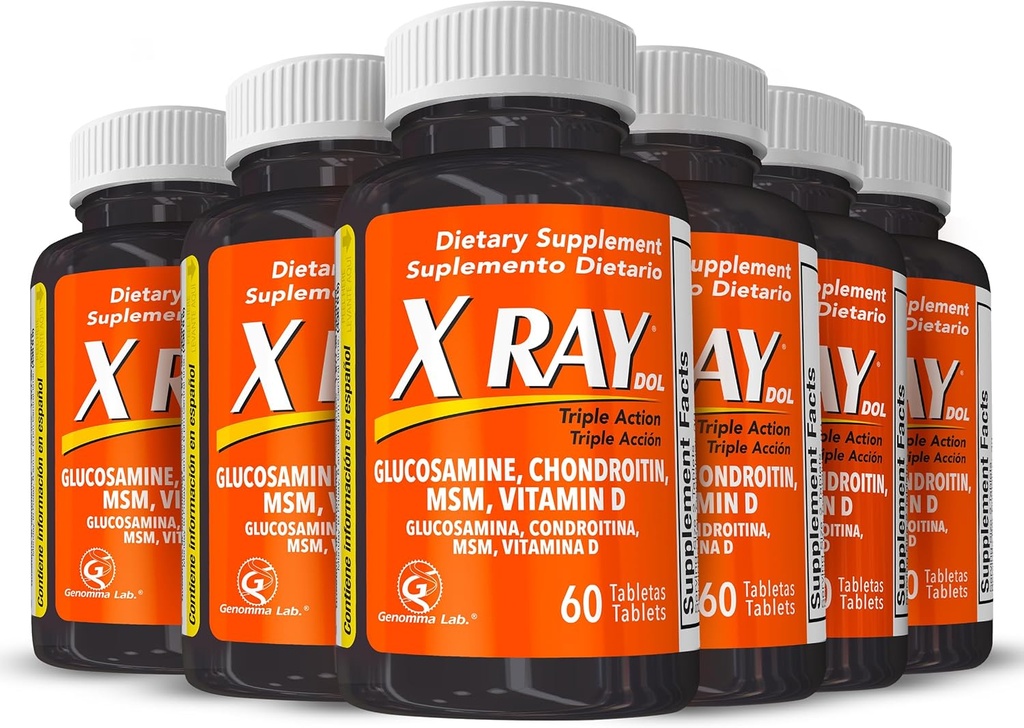 X 光線Dolのグルコサミン1500mgのTriple行為の共同サポート補足、コンドロイチン800mg、MSM 750mgおよび健康な接合箇所のための5XビタミンD、骨及び軟骨-びんごとの60の計算- 6のパック