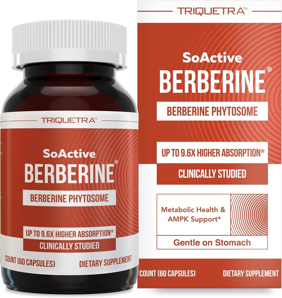 SoActive Berberine 550mg: 9.6X 高吸収, 臨床的にスタディ, 最適化された Phytosome | サポート代謝 & AMPK の活発化 | 非GMO, 大豆フリー | 臨床的に検証線量 | 60 サービング