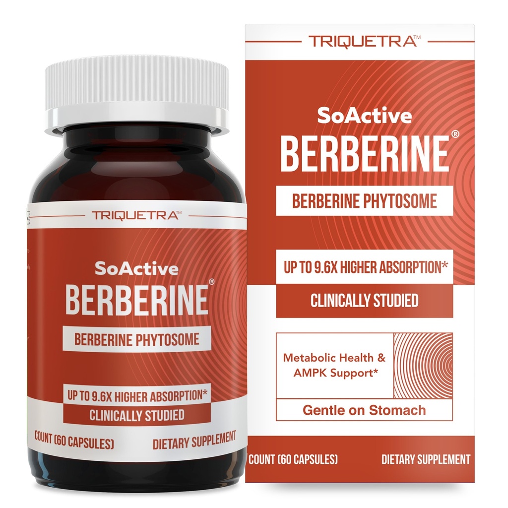 SoActive Berberine 550mg: 9.6X 高吸収, 臨床的にスタディ, 最適化された Phytosome | サポート代謝 & AMPK の活発化 | 非GMO, 大豆フリー | 臨床的に検証線量 | 60 サービング