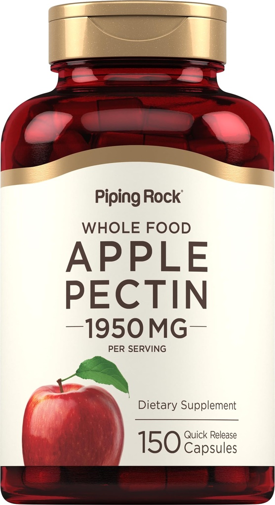 パイピングロックアップルペクチンカプセル | 1950 mg | 150 丸薬 | 栄養補助食品 | 非GMO、グルテンフリー