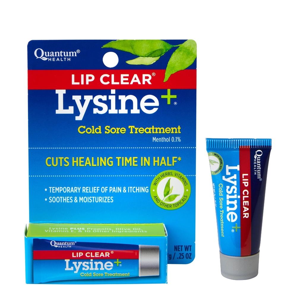 量子の健康の唇のゆとりのLysine+の風邪の心配の処置のSoothe及び保湿のMouth Sores - L-LysineのメントールのCalendula及びプロポリスの軟膏 - 透明なFeverのまめのHealing Balm - 0.25 Oz