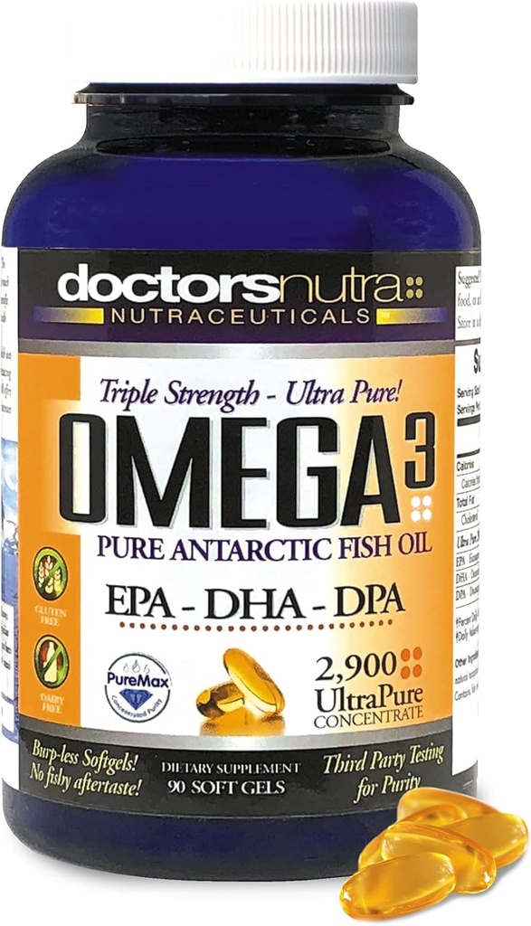 Omega 3 DPA Fish Oil 2,900 Milligrams Triple Strength Ultra Pure Concentrated, EPA-DPA-DHA, SoftGels - 30 Servings