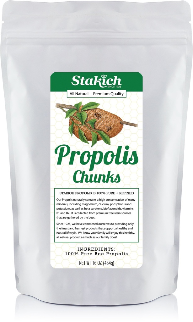Stakich Bee Propolis チャンク - 純粋で自然 - 1 ポンド (16 オンス)