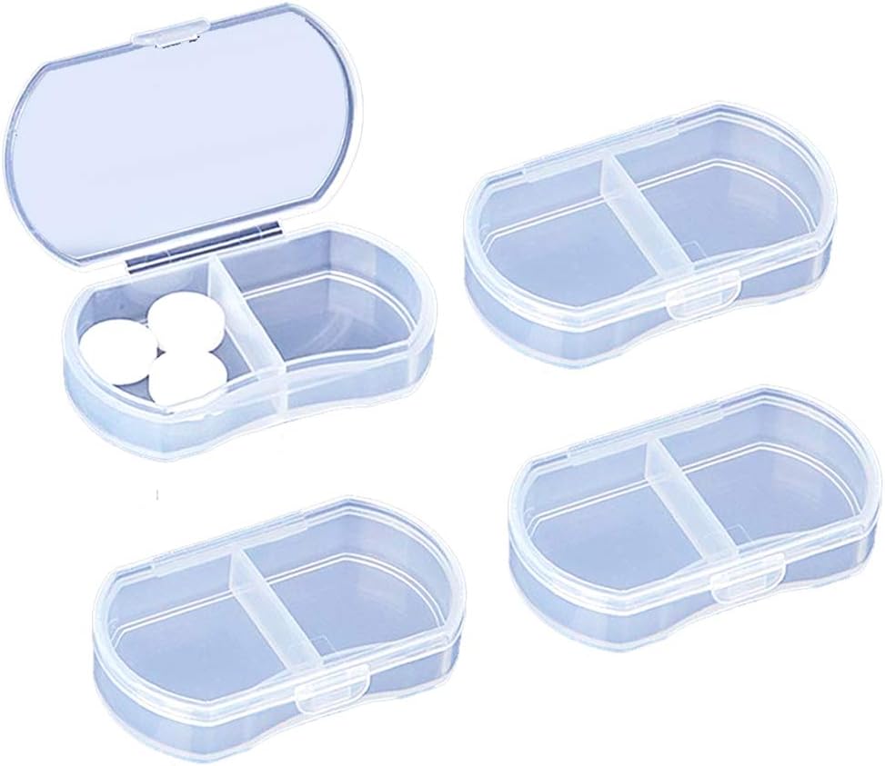 パースの小さい丸薬のオルガナイザーの携帯用旅行毎日の丸薬の容器のための4PCSの丸薬箱AM及びPMの小型丸薬箱のビタミン、魚油、補足のホールダー