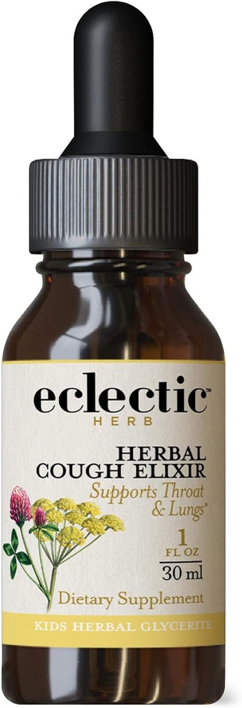 Eclectic Institute Kids、Harbal Cough Elixir、Black Cherry Flavored | Non-GMO、グルテンフリー | 1 fl oz(30 ml)