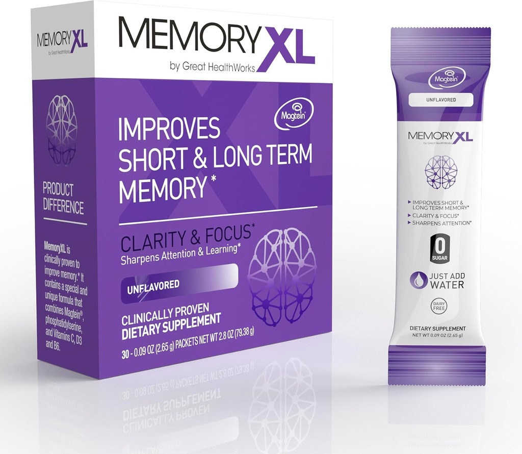 MemoryXL、マグネシウムL-Threonate: 記憶及び焦点のための頭脳の補足; Magtein®、Phosphatidylserine、ビタミンの組合せ。記憶焦点の注意の学習及び論理を改善して下さい。 0砂糖、0 Cal、30pk の不燃