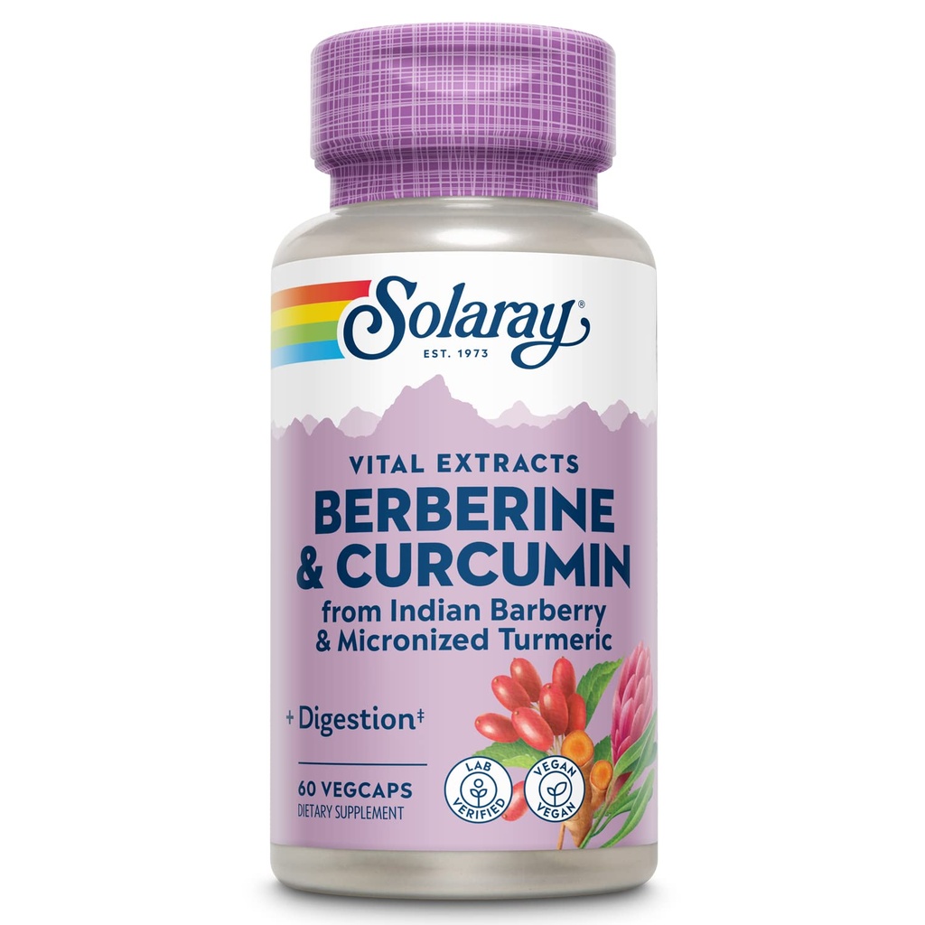 SOLARAY Berberine & Curcumin - テルメリックルートから20%ミクロン化クルクミン - ハーブウェルネスサポート - 非GMO、ビーガン、グルテンフリー、60日間保証、60サービング