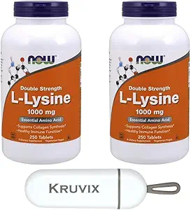 NOWフーズサプリメント、L-Lysine(L-Lysine Hydrochloride) 1,000mg | ダブル強度、アミノ酸 | 250錠 - ピルオーガナイザー付き2パック