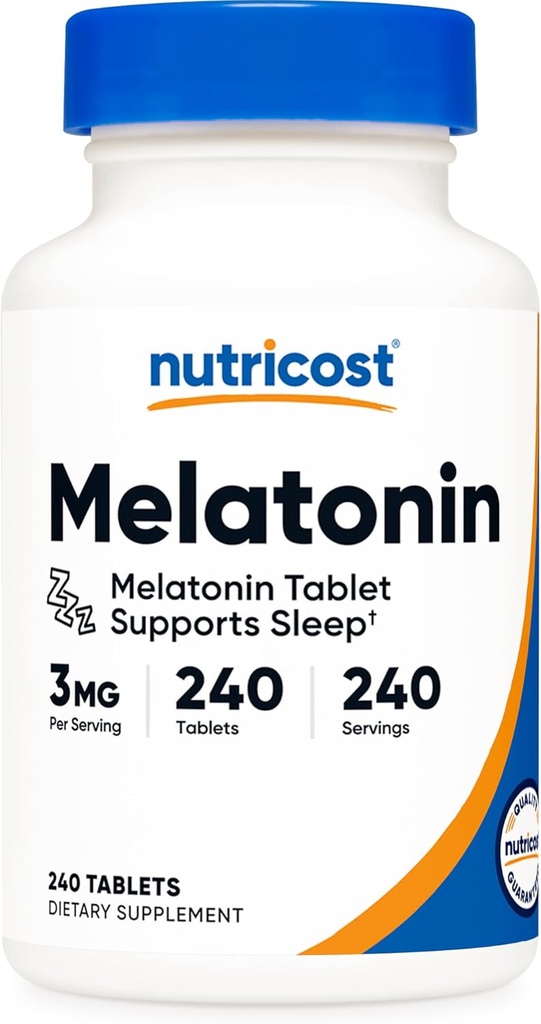 Nutricost Melatonin 3mg, 240 Tablets - 3mg Per Serving, Non-GMO, Gluten Free