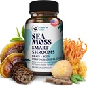 HAPPY FOX Irish Sea Moss Capsules & Mushroom Complex - Organic Seamoss with Adaptogens for Brain Health, 1500mg, 90 Vegan Capsules, Organic Mushroom Supplement
