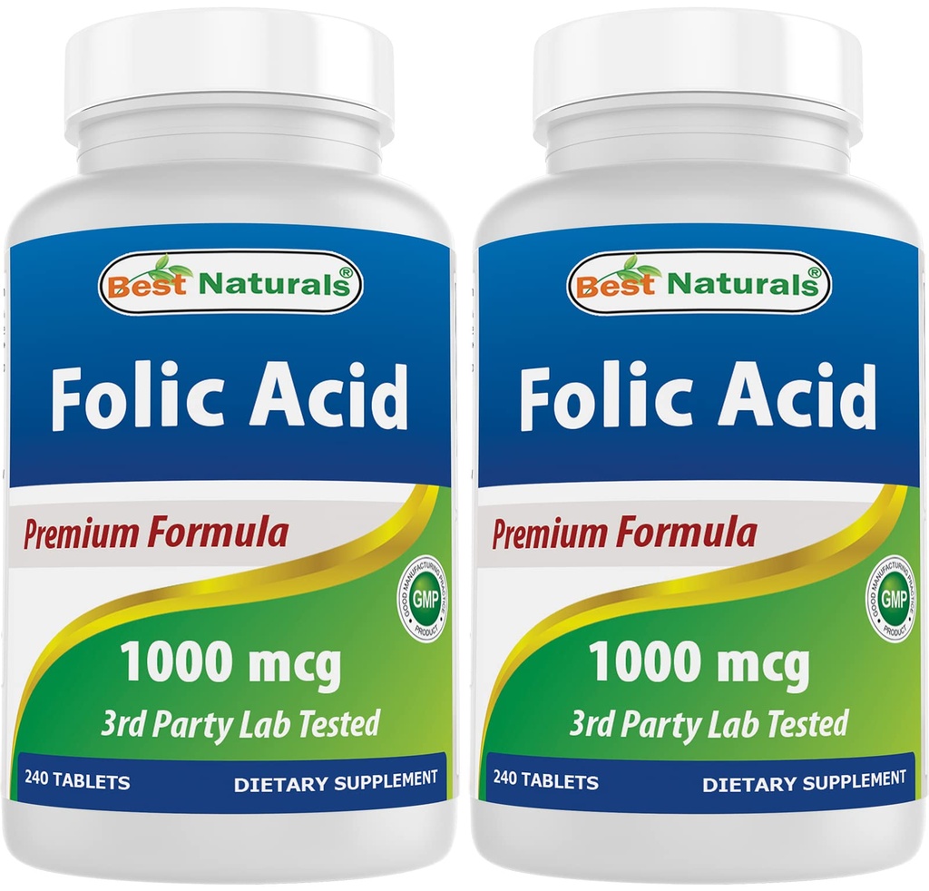 ベストナチュラルズ葉酸1000mcg(ビタミンB9)、240錠(1000mcg))