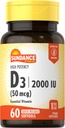 Sundance Vitamin D3 2000 IU | 60 Quick Release Softgels | High Potency | Non-GMO and Gluten Free Supplement