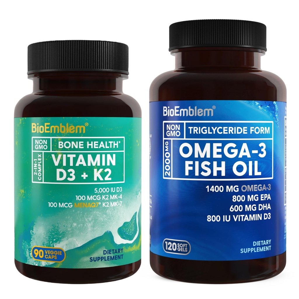 BioEmblemのビタミンD3 K2 Omega-3の魚油2000mg