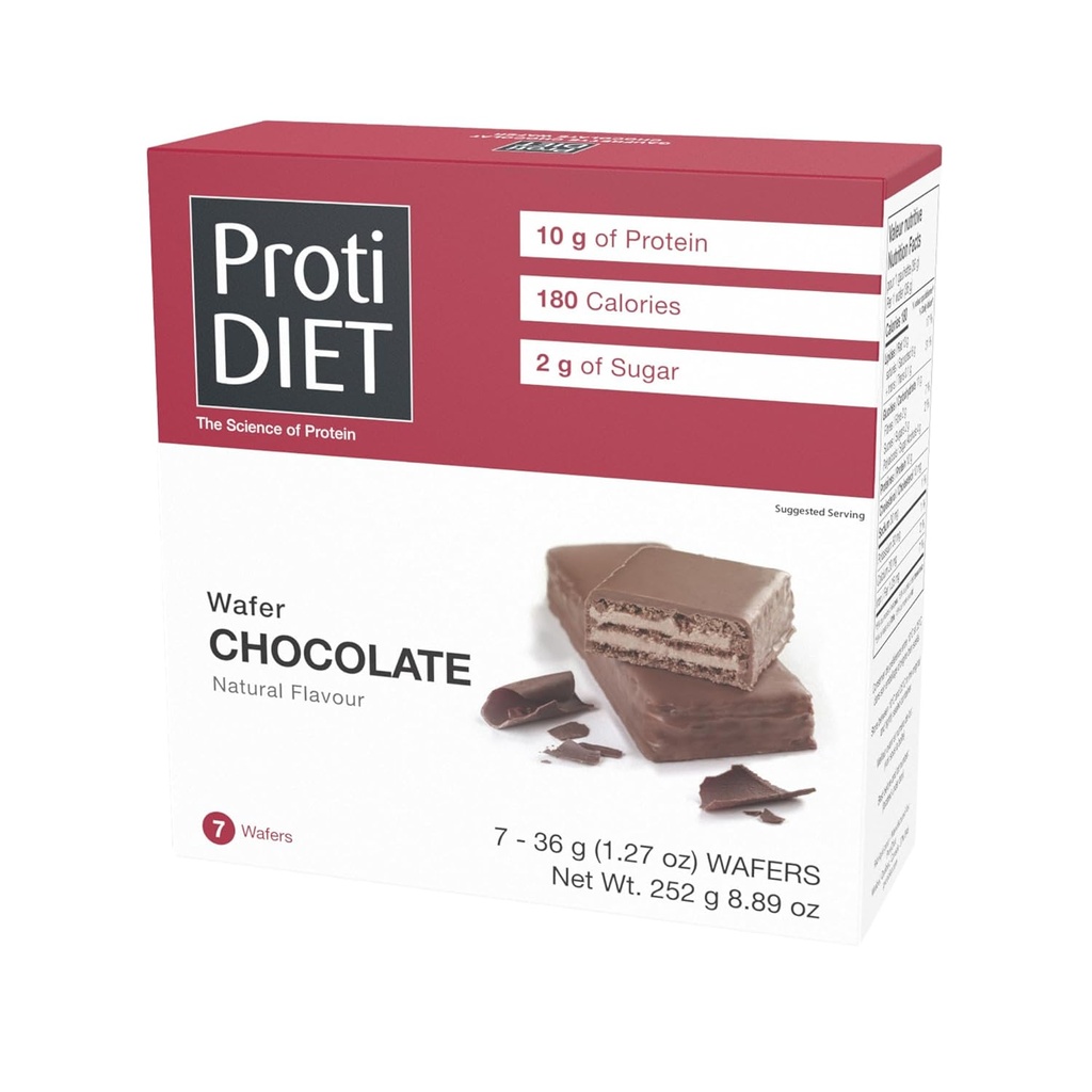 ProtiDIETのチョコレート蛋白質のウエファー棒- High-Proteinの低い砂糖の軽食、Transの脂肪質の高めるNutrientリッチのチョコレート ウエファー無し、Goの栄養物の軽食で完成して下さい-箱ごとの7つの蛋白質のウエファー