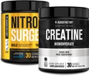 Jacked Factory Nitrosurge Build Pre Workout with Creatine for Muscle Building(30 サービング、ブルー ラズベリー)&Creatine Monohydrate Powder for Muscle Growth & Recovery(30 サービング、Unflavored)