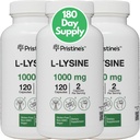 PRISTINE'S Lリジン1000mg(3パック)リップ&ガムヘルスエッセンシャルアミノ酸免疫サポートサプリメントカプセル - 180デイサプライマッスル&ティッシュサポート - コラーゲン生産 - ビーガングルテンフリー非GMO
