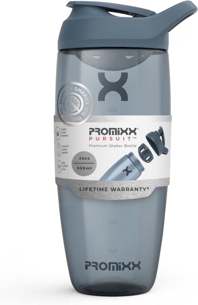 Promixxの追求の蛋白質のシェーカーのびん(32のoz) – 無声非球のミキサー、漏出防止のふた、BPA/BPS及びフタル酸塩なしのECOZEN –蛋白質の揺れ、前及び後ワークアウトのスムージーのための容易なクリーニングのシェーカーのコップ