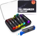 BEXEEN週刊ピルオーガナイザー2日 - ピルボックス7日午前Pm - 旅行薬オーガナイザー2回毎日ビタミンホルダーポータブルサプリメントケース週間モーニングメッドディスペンサー取り外し可能なコンテナ