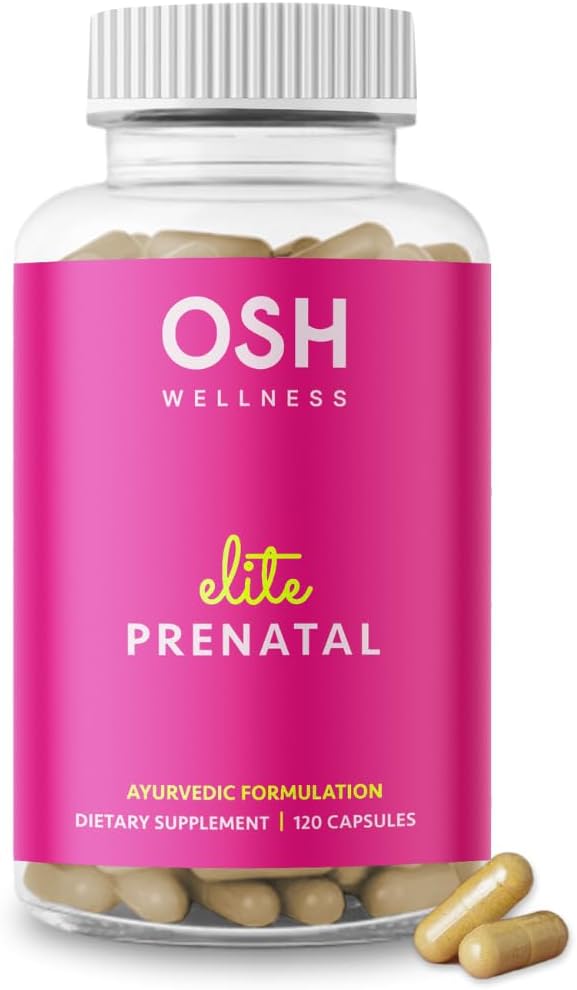 Ayurvedic Elite Prenatal Vitamins with Folate, Choline, Iron, Iodine & more | アメリカ製 | 最適なバイオアベイラビリティ | 赤ちゃんの成長と脳開発をサポート | 30日間供給 - OSH Wellness