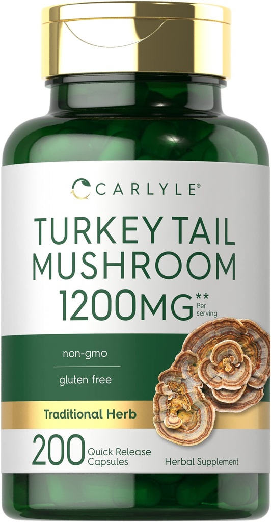 カルリールトルコの尾のきのこのカプセル  1200mg   200の計算 非GMO及びグルテンフリーのエキス