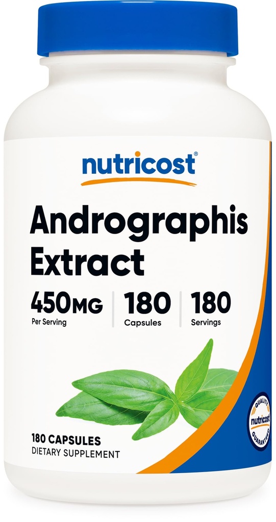 Nutricost Andrographis Extract 450mg、180ベジタリアンカプセル - 非GMO&グルテンフリー