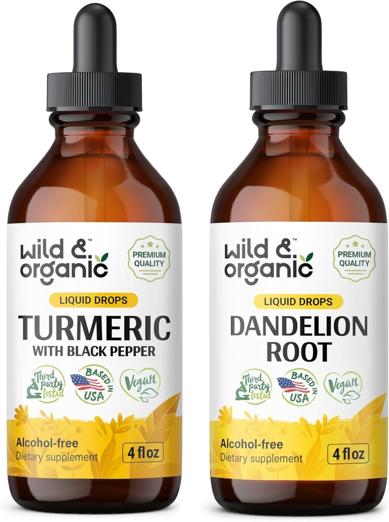 ワイルド&オーガニックターメリックチンチャー 4 fl oz & ダンデリオン ルートチンチャー 4 fl oz