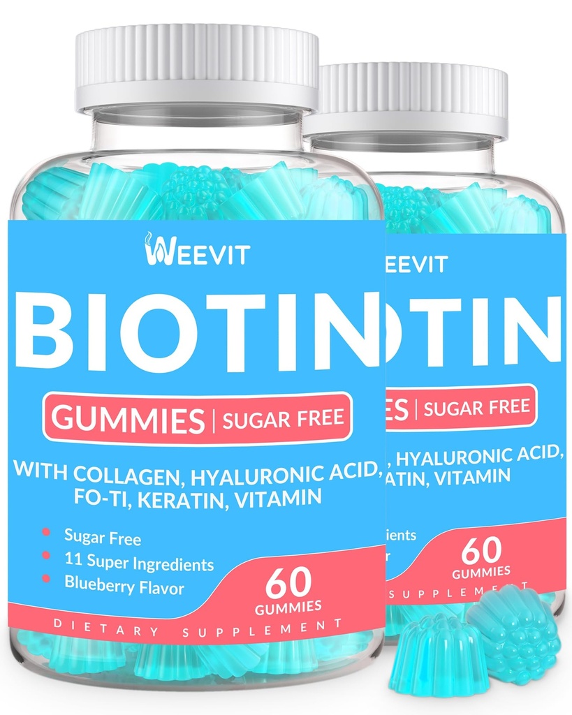 ケラチン、Hyaluronic acid for Women & Men   毛の成長、皮膚と強烈な爪   ビタミンB7サプリメント、非GMO、ケブル