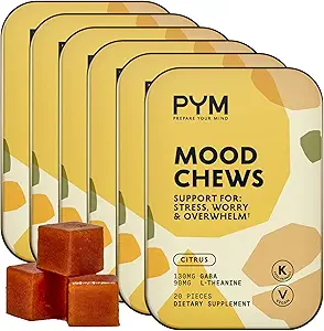 PYMシトラスモッド咀嚼ストレス、心配&オーバーヘルム、120カウント | 130mg GABA、90mg L-テアニン | ビーガン、非GMO、グルテンフリー、砂糖なし | 米国製オールナチュラルムードバランスサプリメント