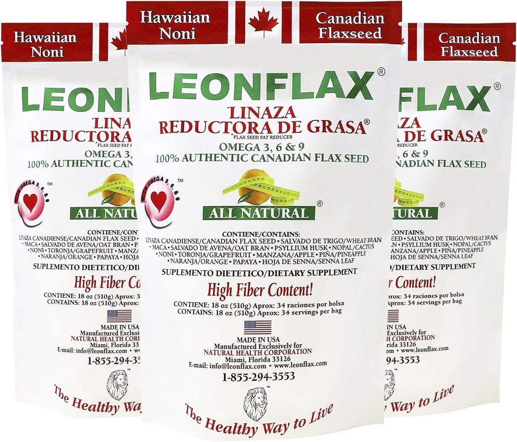 Leonflax、100%の本物のカナダの亜麻種子、オールナチュラル、ハイファイバーコンテンツ、あなたの消化器の健康、18 Oz、バッグ、ナチュラルヘルスコーポレーション(3)のパックを改善する栄養補助食品