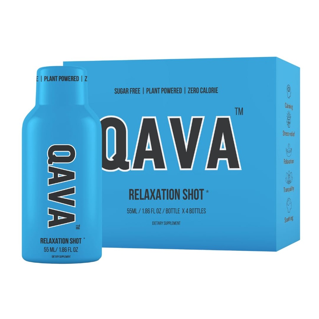 QAVA Relaxation Shots – Kava Kava - 450MG Kavalactones – Sugar-Free, Zero Calories – 55ml each - Pack of 4