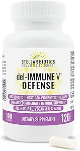 ステラーバイオティクスによるDel-Immune V®防衛、オールナチュラル免疫サポート&グットヘルス(+)即時ケア、メタバイオティクス:NextGen Probiotic Therapy(120キャップ)
