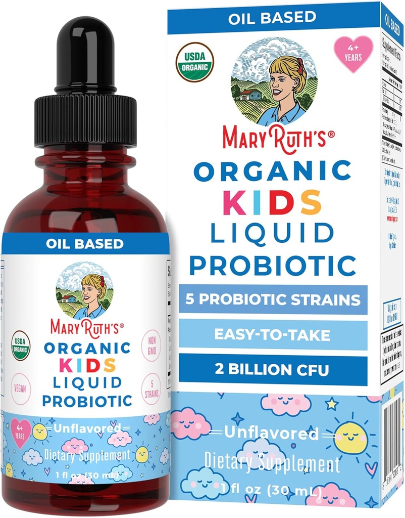 MaryRuth Organics Kids Probiotic Liquid Drops | USDA 消化器用有機プロバイオティクス | 年齢4 + 腸の健康と免疫サポート サプリメント | 全体的な健康 | 完全菜食主義者 | 1 Fl Oz