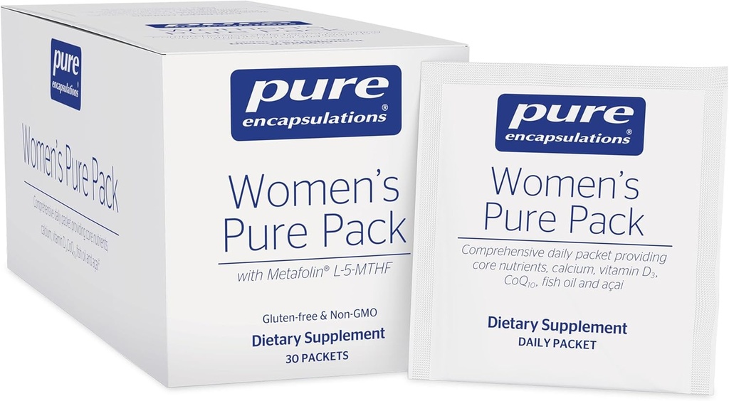 Pure Encapsulations Women's Pure Pack - for Women Over 40 - Bone, Heart, Eye & Breast Health* - with Calcium, DHA, EPA & CoQ10 - Once-Daily - 30 Packets