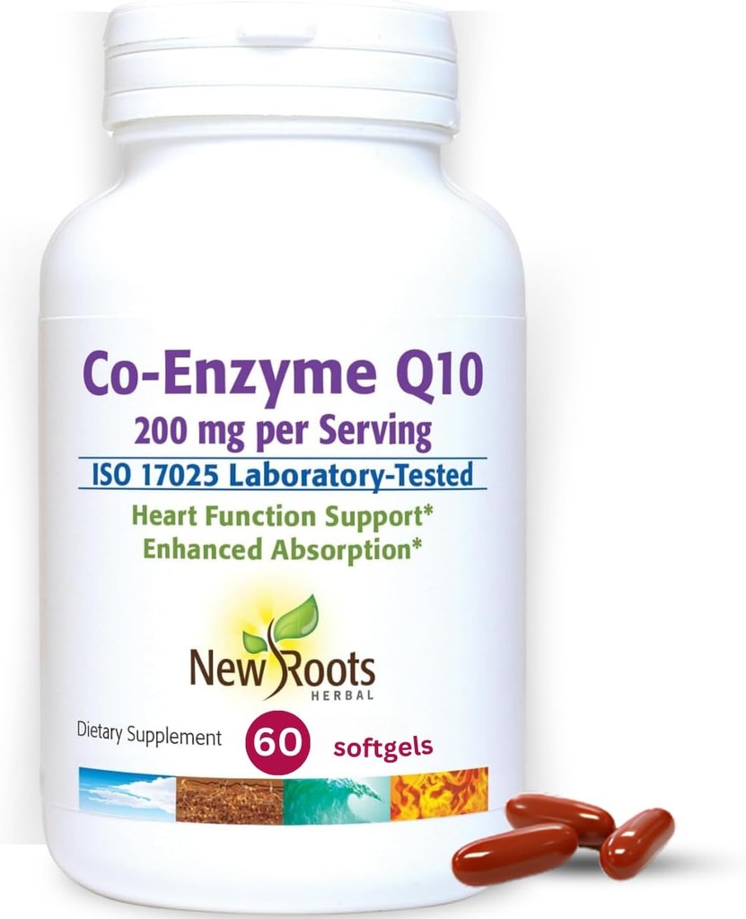 新しいROOTS HERBAL CoQ10 サプリメント 補酵素Q10(60 Softgels) 200mg | 心の健康とエネルギーサポートのためにフォーミュレートNaturopathic Doctor | ナチュラル発酵で作られた