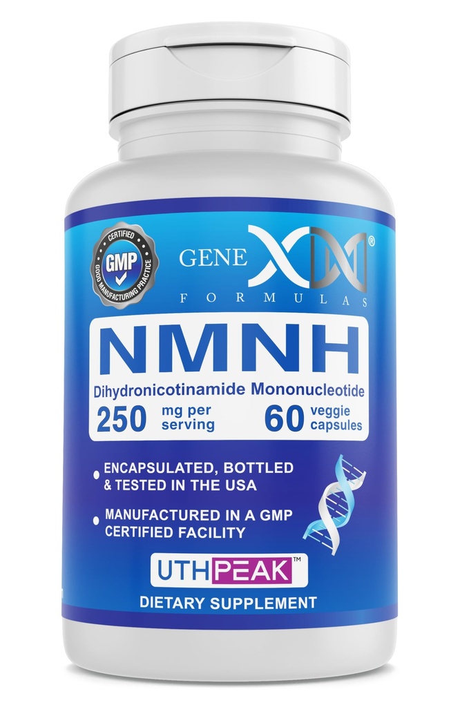 Genex フォーミュラ 250mg NMNH(60カプセル - 30サービング) | UthpeakTM NMNH(ジヒドロキオチニンアミドモノヌクレオチド) 健康な老化のための NAD + プレカーサー - 非GMO、グルテンフリー、ベジタリアン