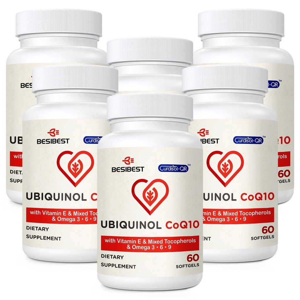 Ubiquinol CoQ10-600mg-Softgel、ビタミンE及びオメガ3、6、9、高い吸収-Coenzyme-Q10、エネルギー生産のための強力な酸化防止剤、テストされる、360の計算との活動的なCoq10 Ubiquinolの補足